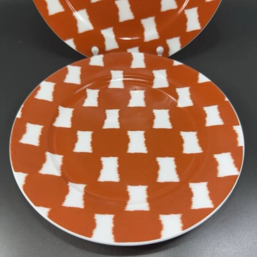 Portobello by Inspire 8inch Round Plate Dish Set 2 Dishes Plates Red White Spots